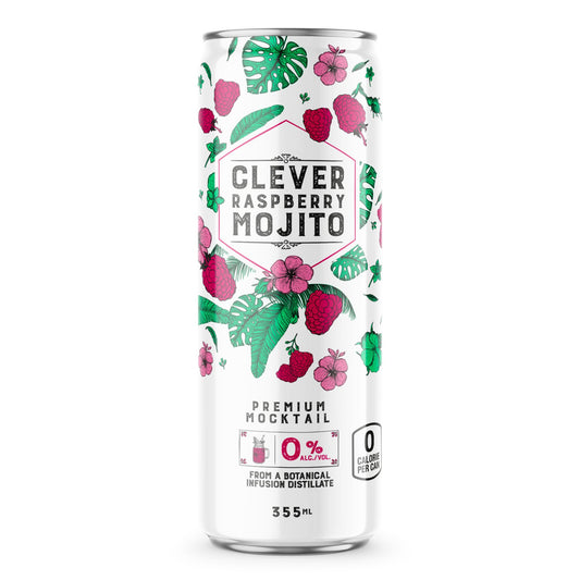 Clever Raspberry Mojito Premium Mocktail is available at Knyota Non-Alcoholic Drinks.