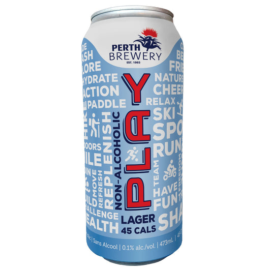 Perth Brewery Play Non-Alcoholic Craft Lager is available for sale at Knyota Drinks in Ottawa.