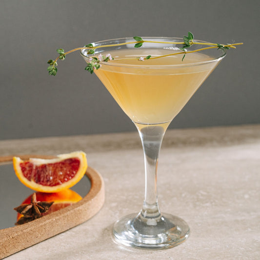 A photo of an alcohol free Breakfast Martini