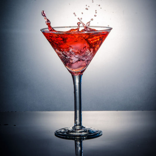 A photo of a raspberry martini mocktail recipe