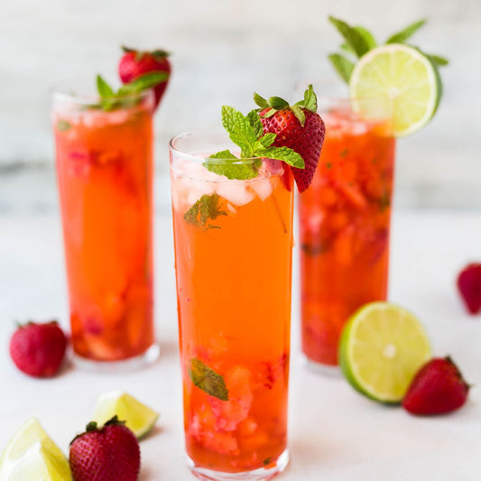 A photo of a Strawberry Limeade Margarita mocktail recipe