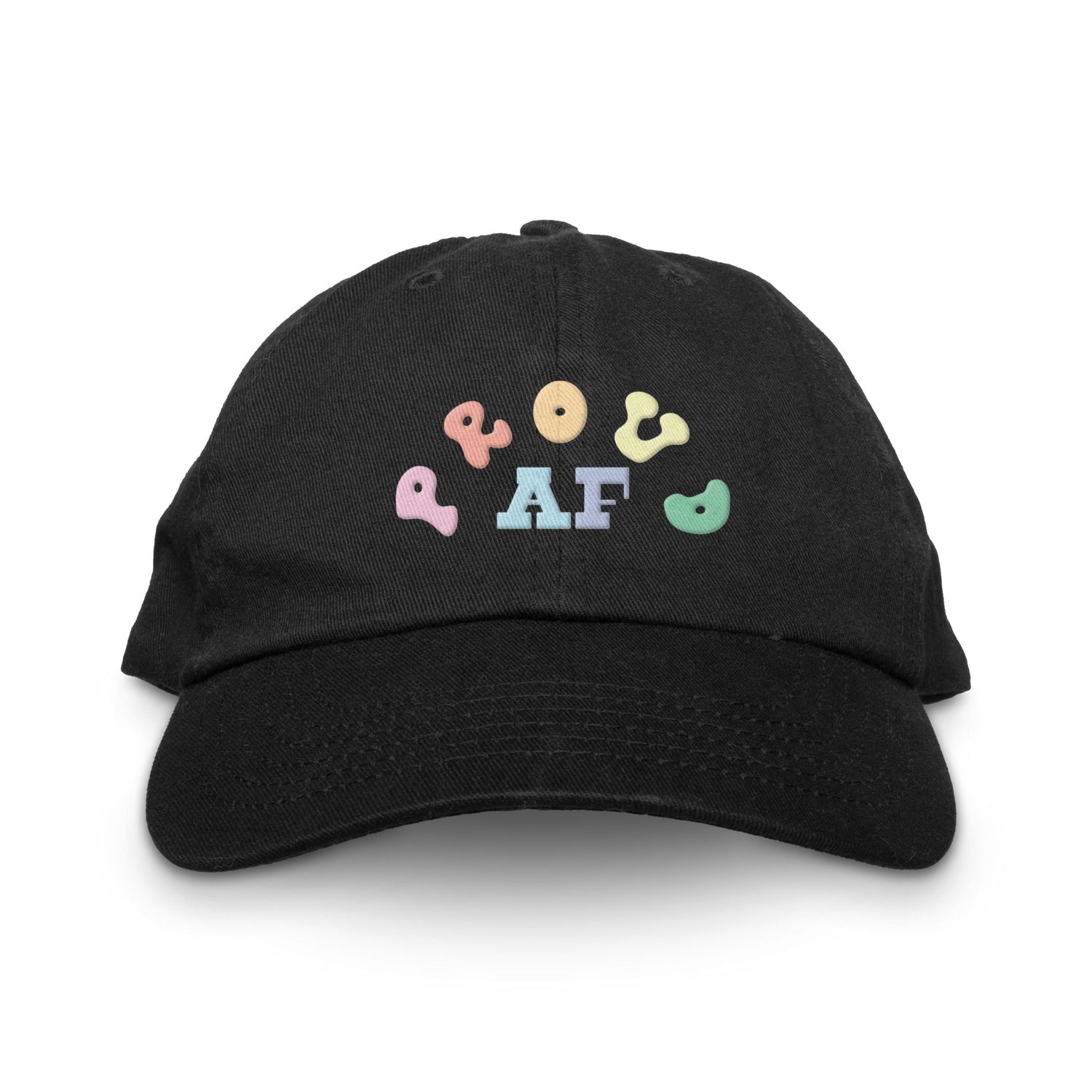 A classic dad hat made with 100% cotton, chino twill, featuring a one size fits all adjustable strap at the back with buckle closure with grommet and a curved brim.