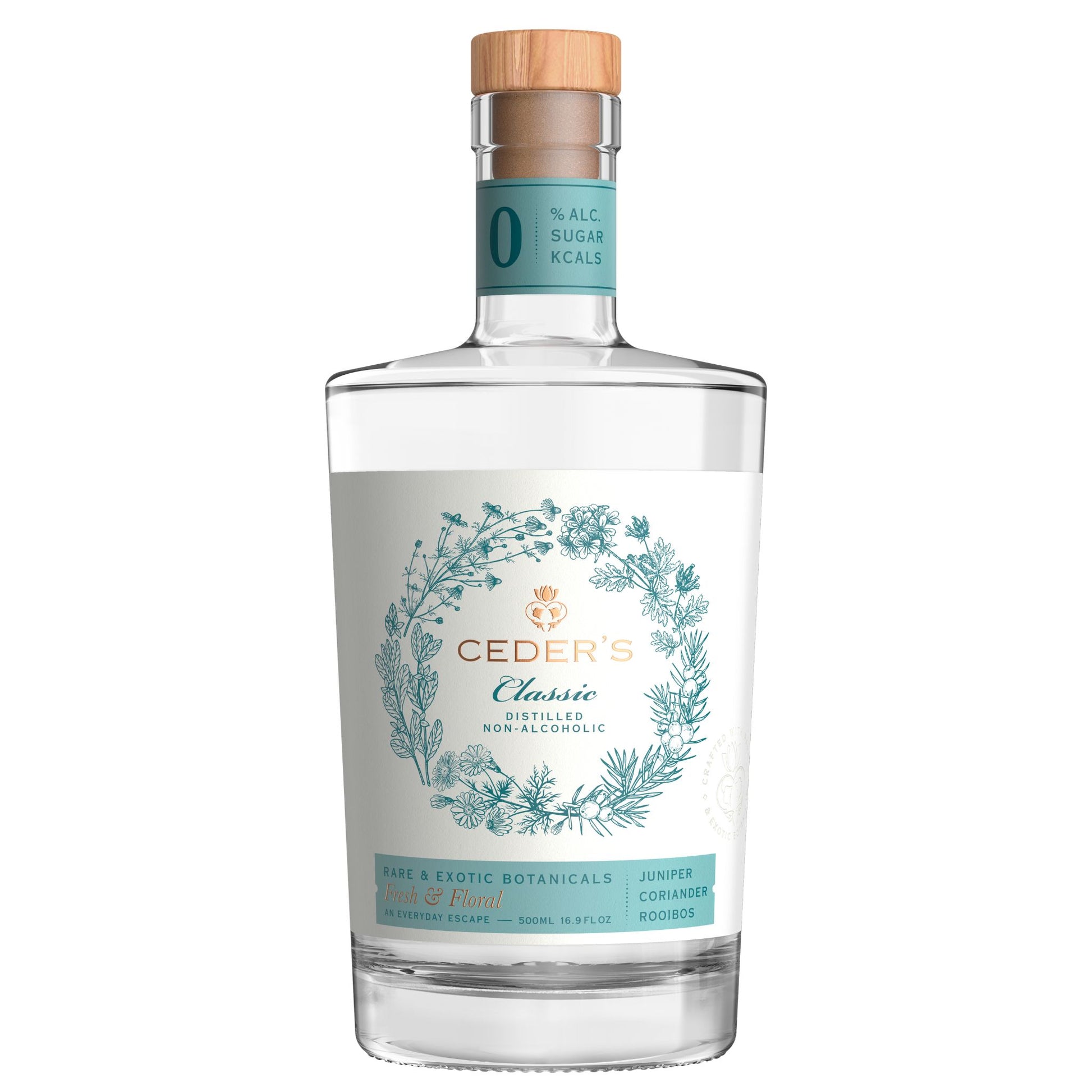 A photo of a bottle of Ceder's Classic handcrafted with rare and exotic botanicals. Distilled non-alcoholic spirit with juniper and coriander. Ceder's is carried at Knyota Non-Alcoholic Drinks from knyota.com
