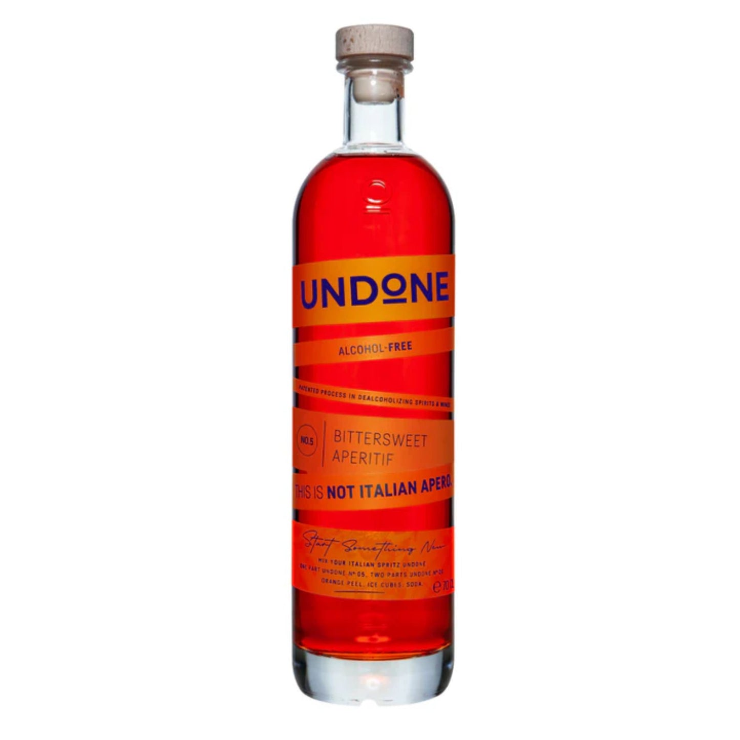 Undone No. 5 Bittersweet Aperitif bottle, a non-alcoholic aperitif with a rich, bittersweet flavor.