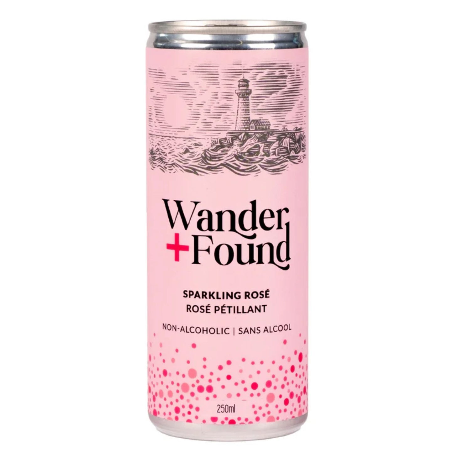 Wander + Found Non-Alcoholic Sparkling Rosé is available at Knyota Non-Alcoholic Drinks.