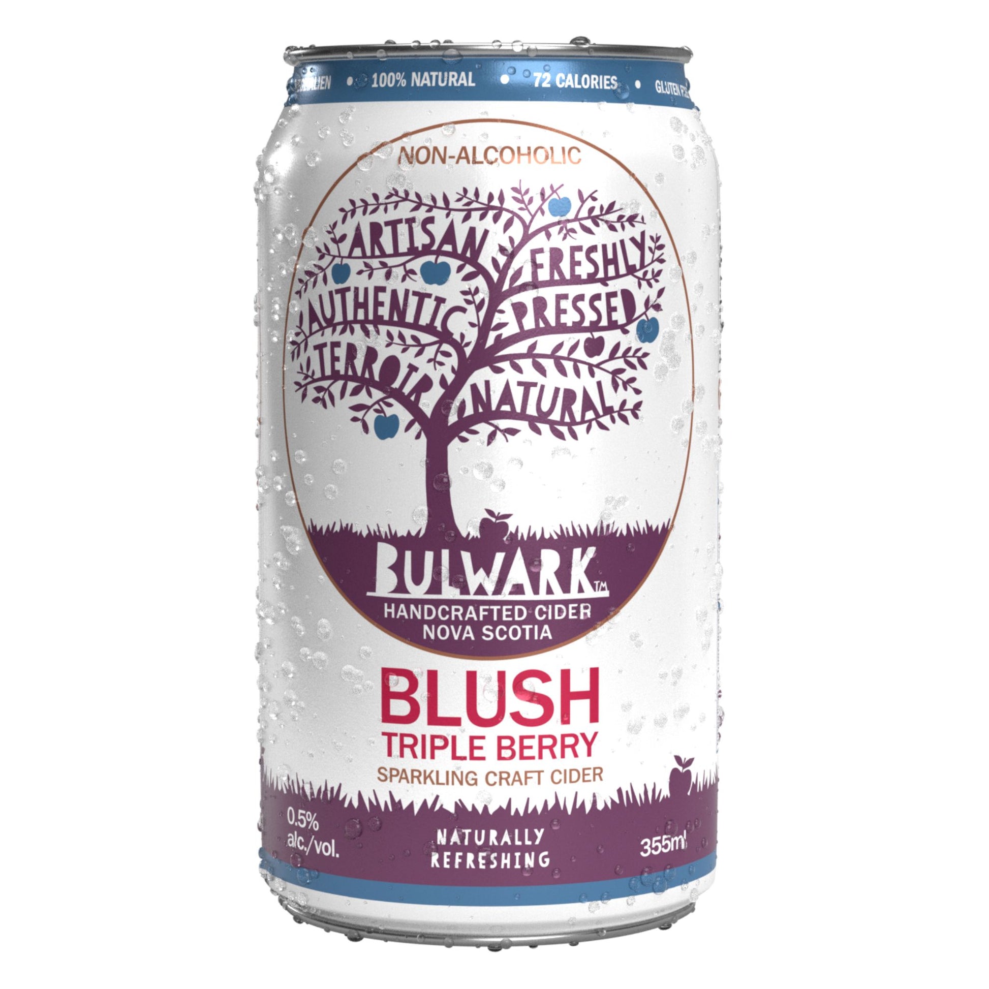 Bulwark Blush Triple Berry Non-Alcoholic Sparkling Craft Cider is available for sale at Knyota Non-Alcoholic Drinks in Ottawa.