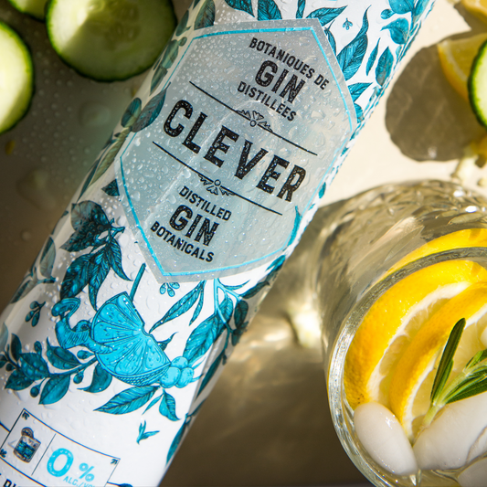 A photo of Clever Distilled Gin Botanicals. This non-alcoholic gin is available for sale at knyota.com.