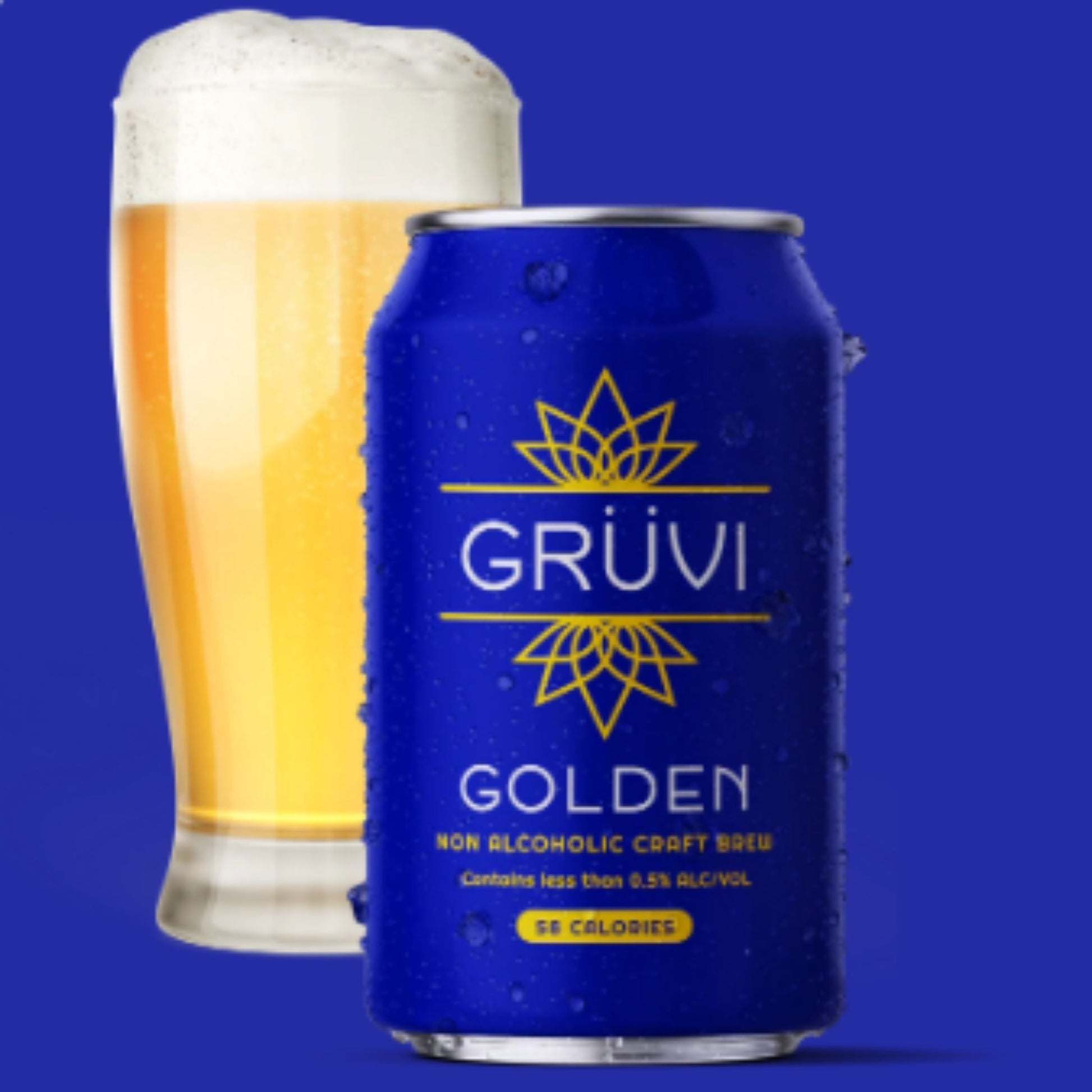 A photo of Gruvi non-alcoholic golden lager available for purchase from Knyota Drinks.